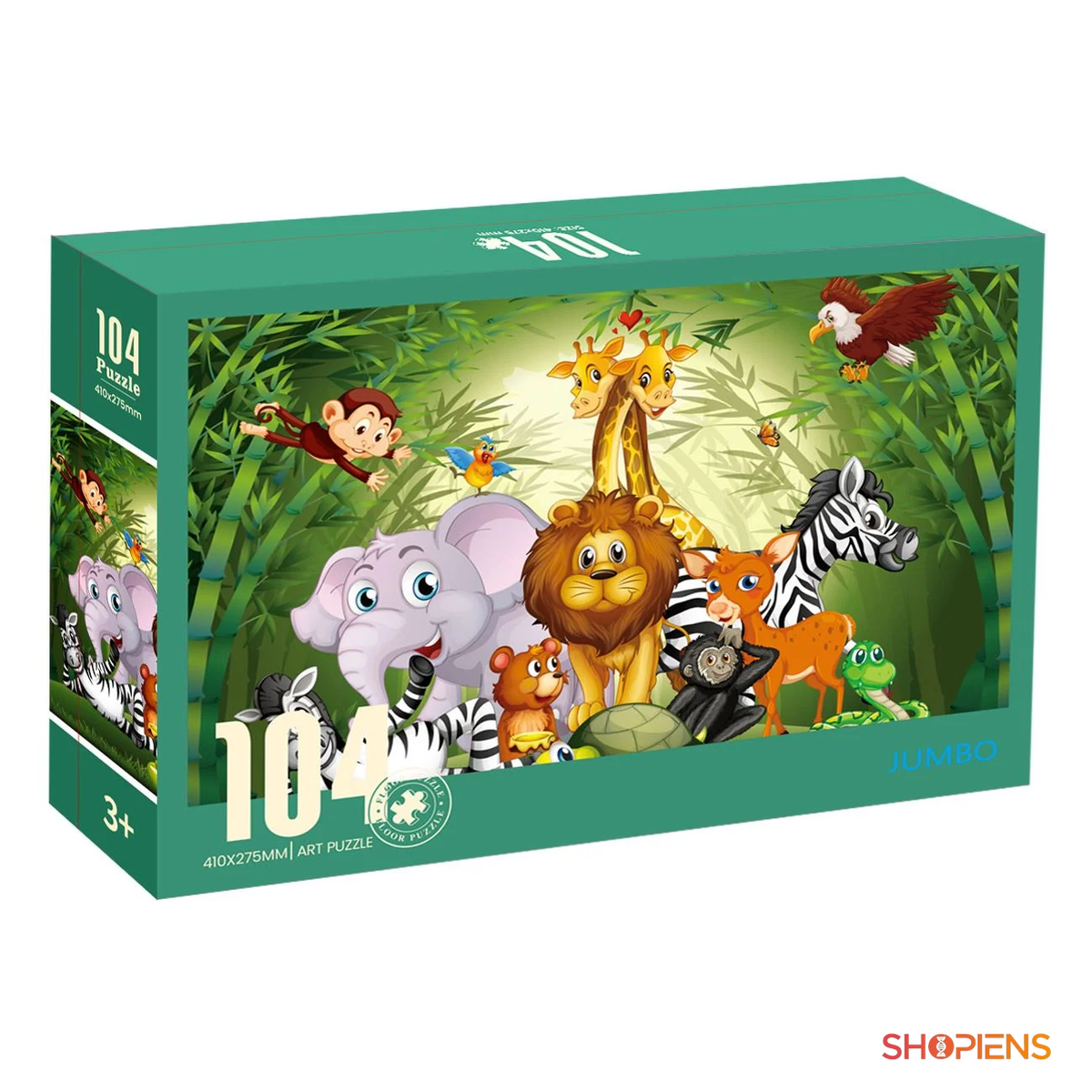 Puzzle cu animale din junglă, 104 piese