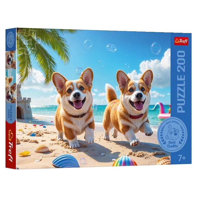 Puzzle cu căței pe plajă, 200 de piese