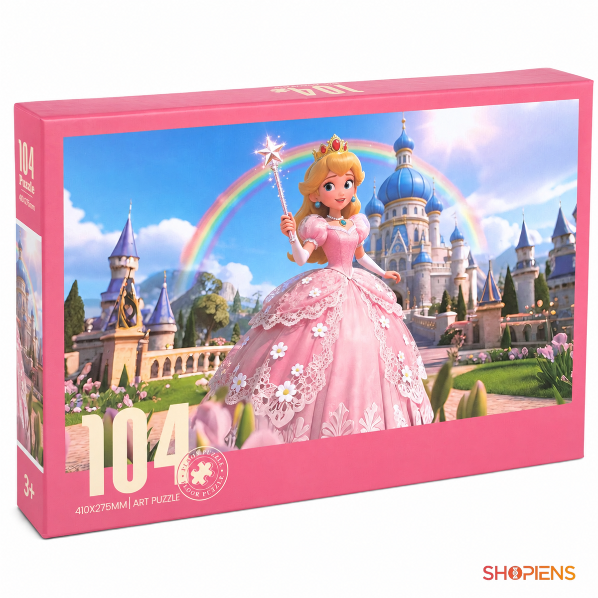 Puzzle cu prințesă în rochie roz, 104 piese