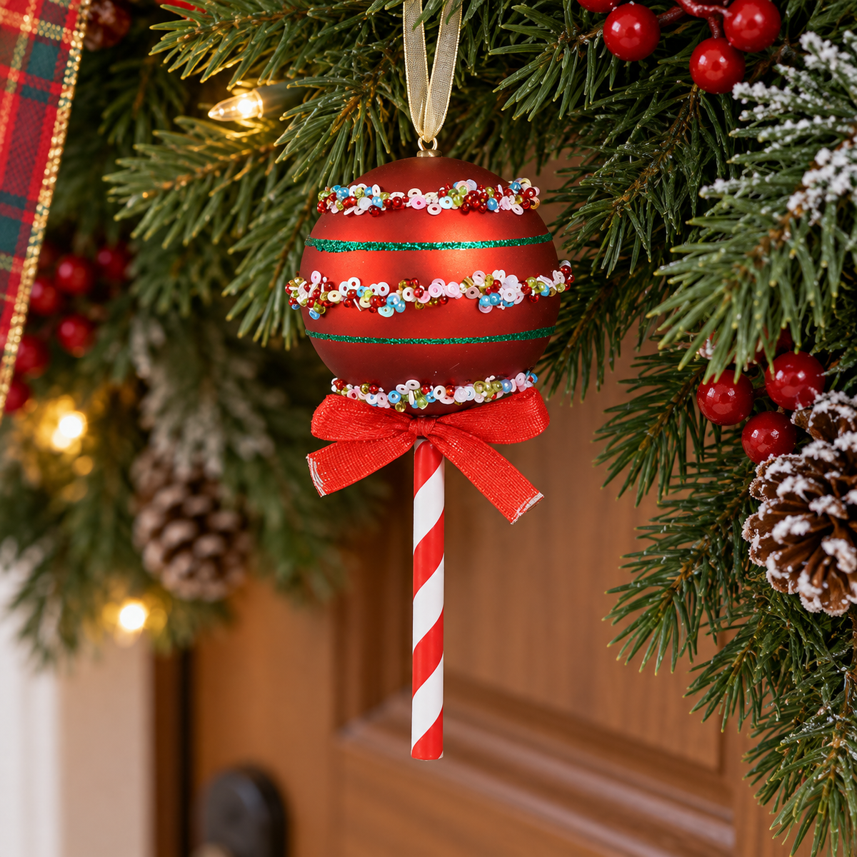 Acadea Cu Margele Si Fundita, Ornament Brad, 14 Cm - in folosinta 2 - Shopiens