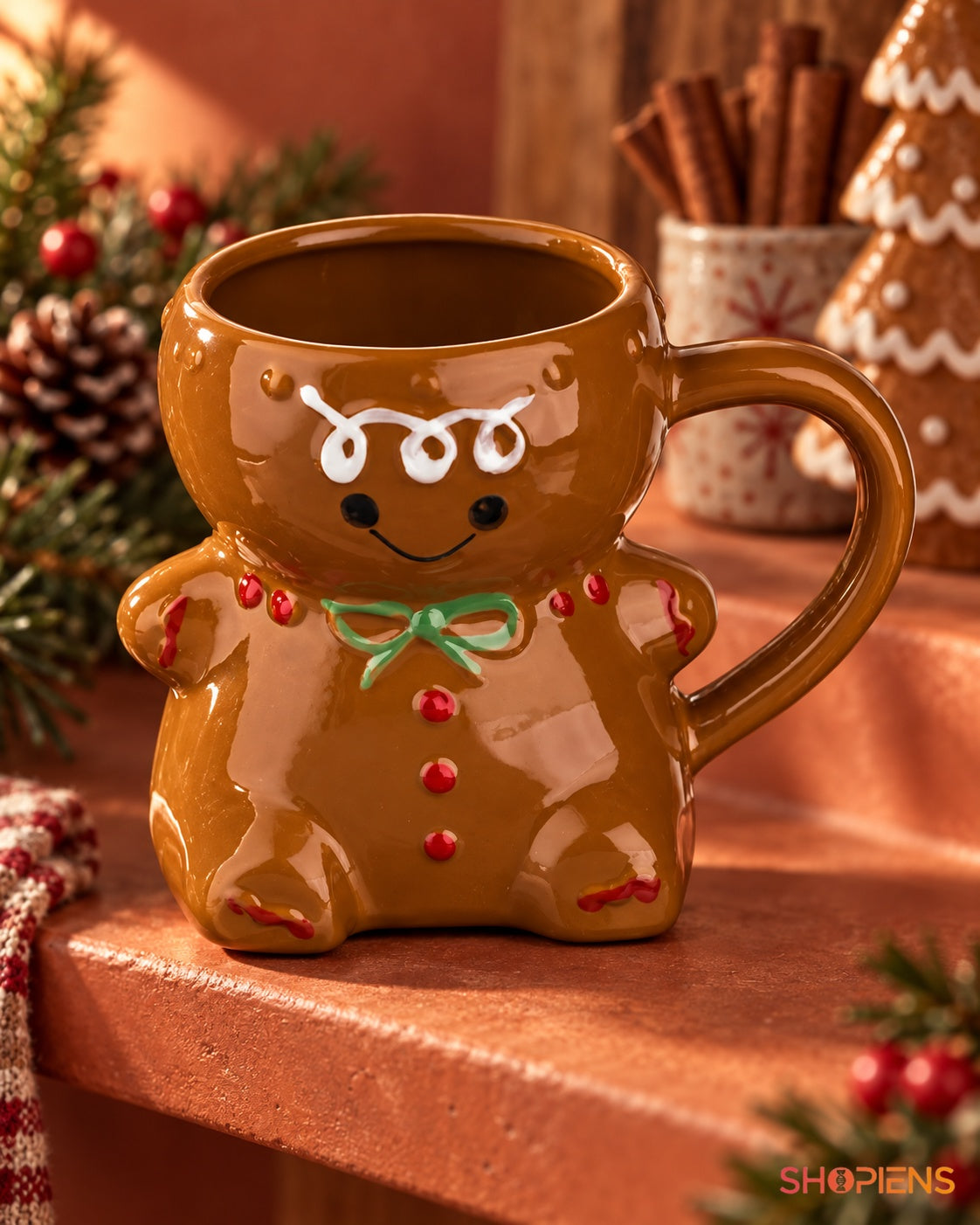 Cană decorativă om de turtă dulce, 380 ml într-un cadru de Crăciun