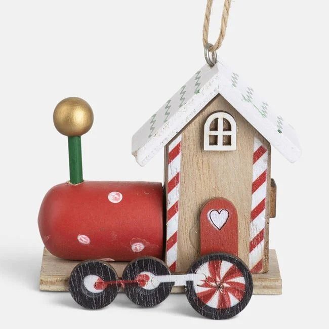Căsuță cu tren din lemn 3D, 7 × 4 × 7 cm, vedere produs | Shopiens®