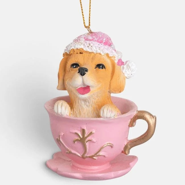 Cățel labrador în ceașcă roz, 9 cm, vedere produs | Shopiens®