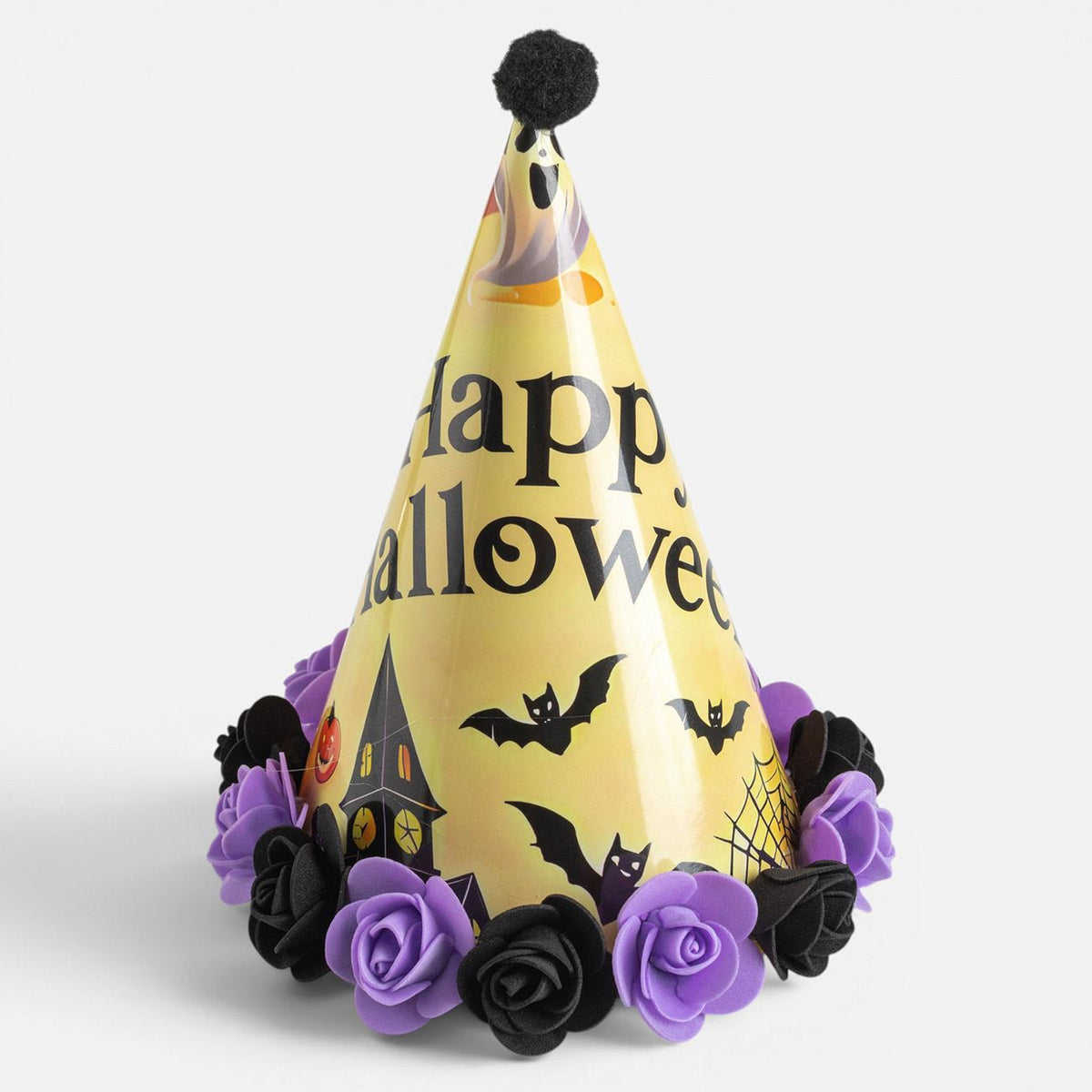 Coif Halloween Cu Casa Bantuita Si Flori Mov, 20 Cm - Shopiens
