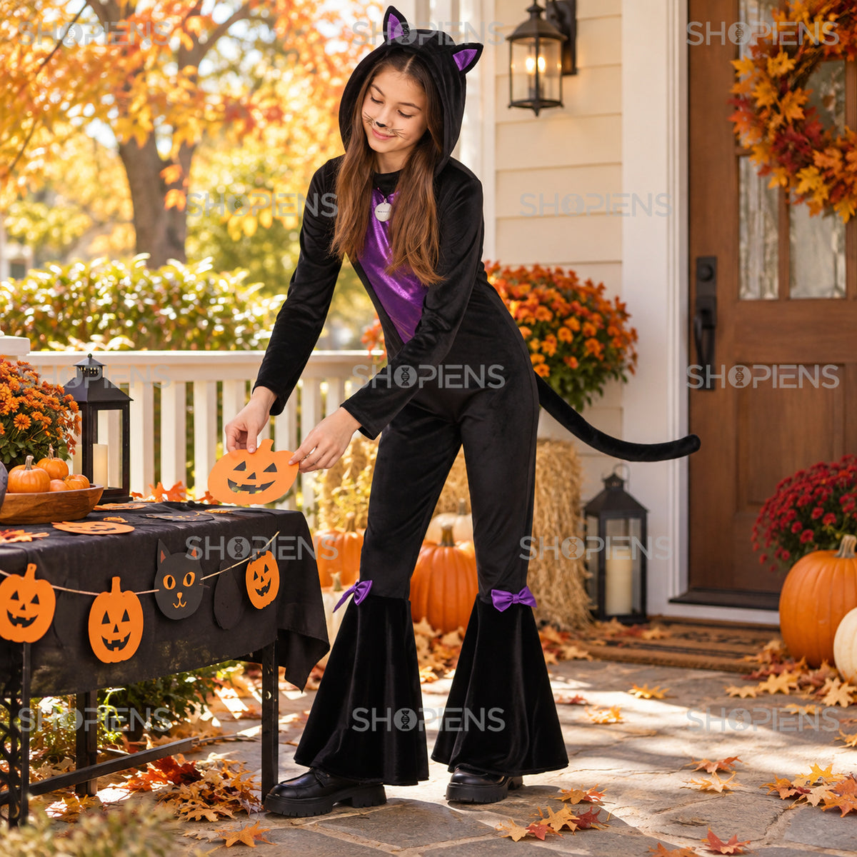 Costum Halloween Pisică Cu Coadă, 14 Ani