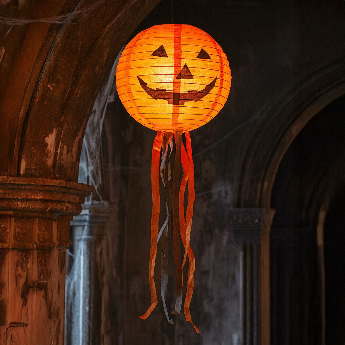 Dovleac Din Hartie Cu Franjuri Si LED, Halloween 30 Cm - Shopiens