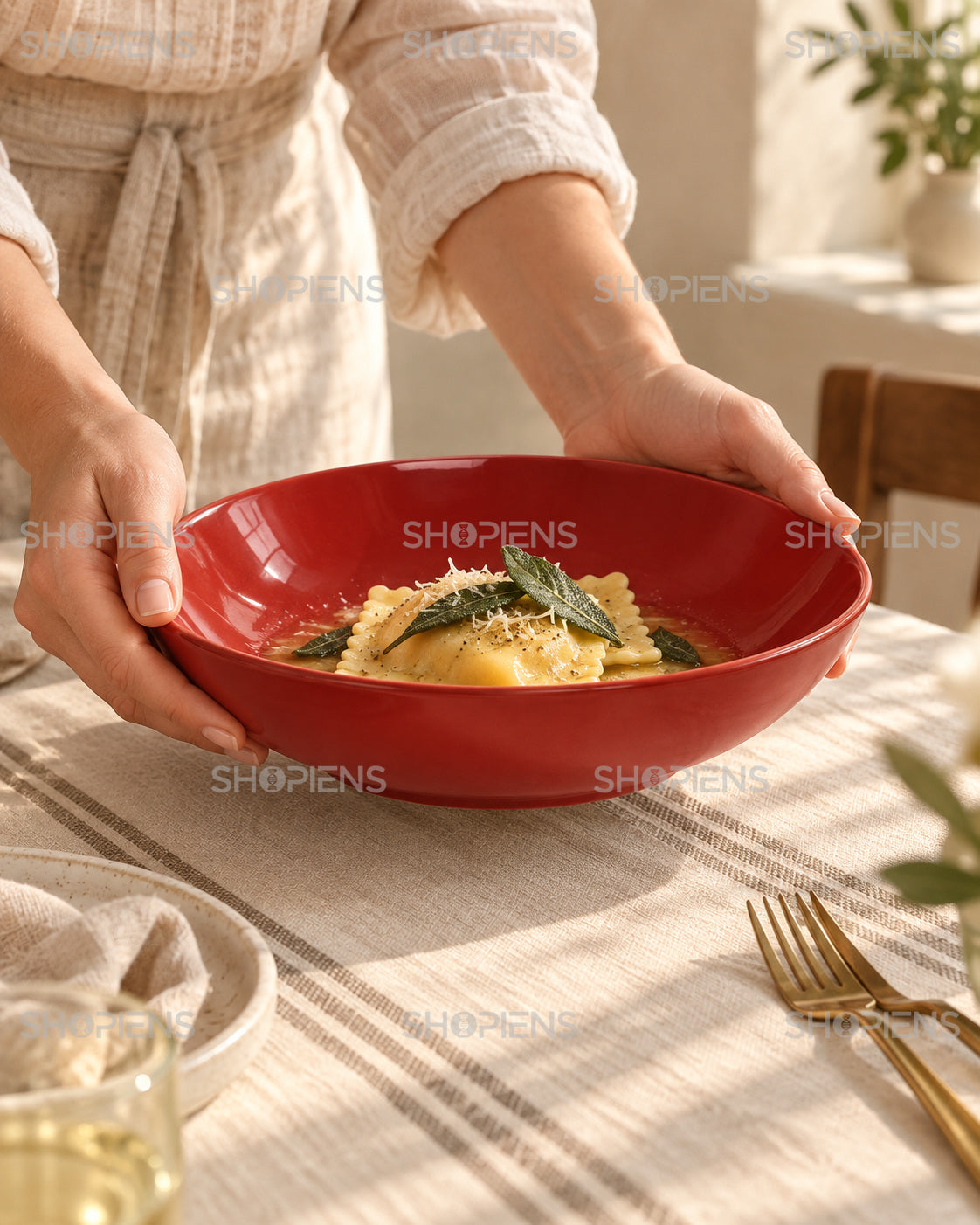 Set de 2 farfurii adânci roșii, 20 cm