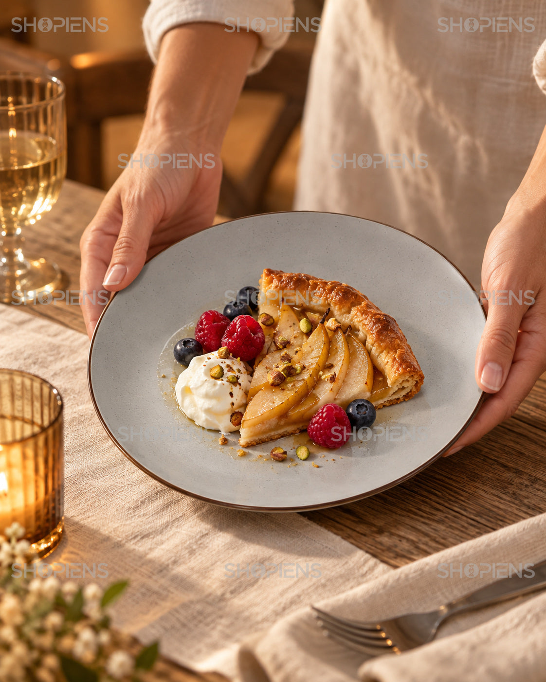 Set de 6 farfurii gri pentru servire, 21 cm