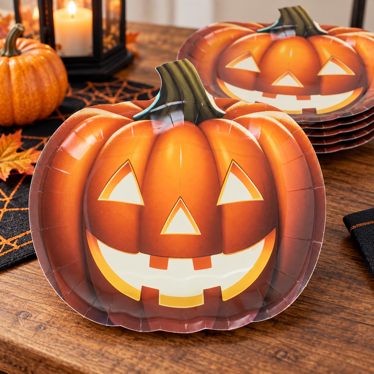 Farfurii In Forma De Dovleac Halloween, 25 Cm, 6 Bucati - Shopiens