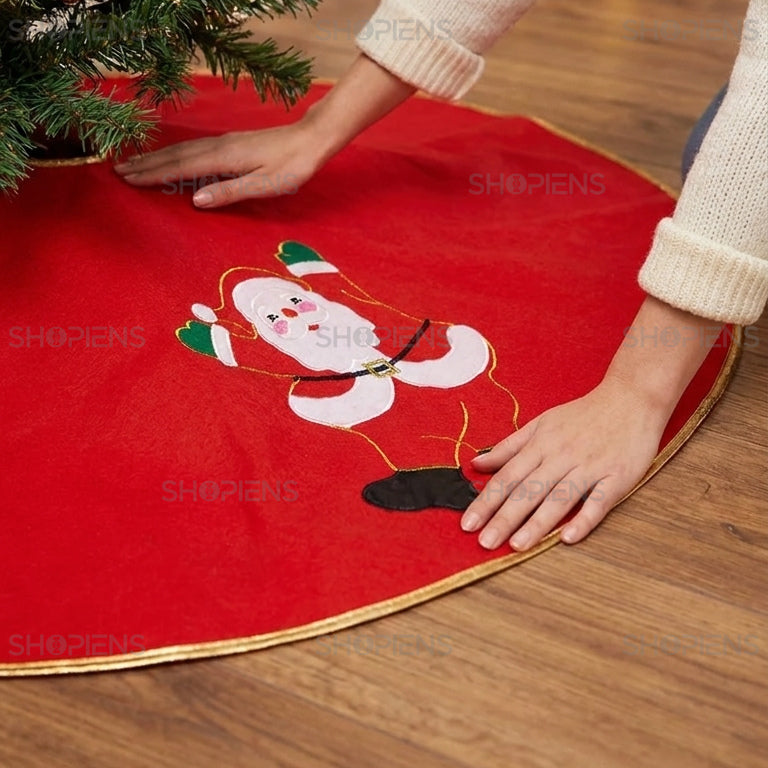 Fustă roșie pentru brad cu Moș Crăciun, 106 cm | Shopiens