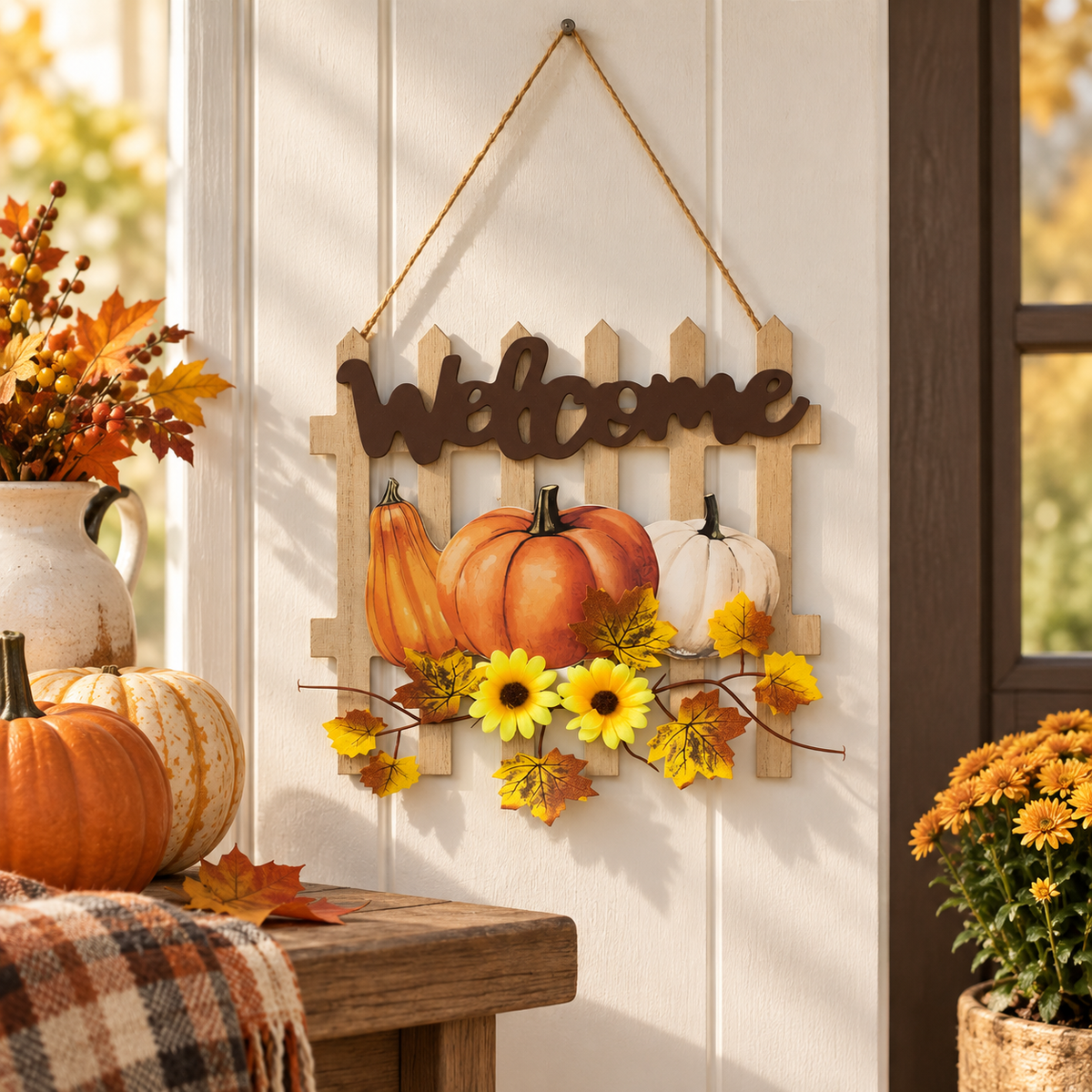 Gardulet Decorativ Welcome Cu Dovleci Si Flori Galbene - lifestyle principala - Shopiens