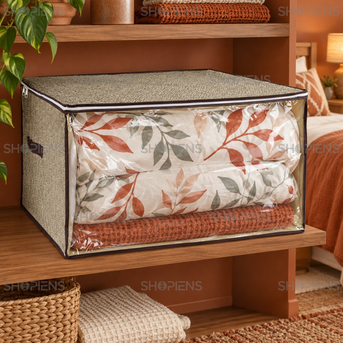 Husă încăpătoare pentru textile, bej, 65 × 55 × 40 cm