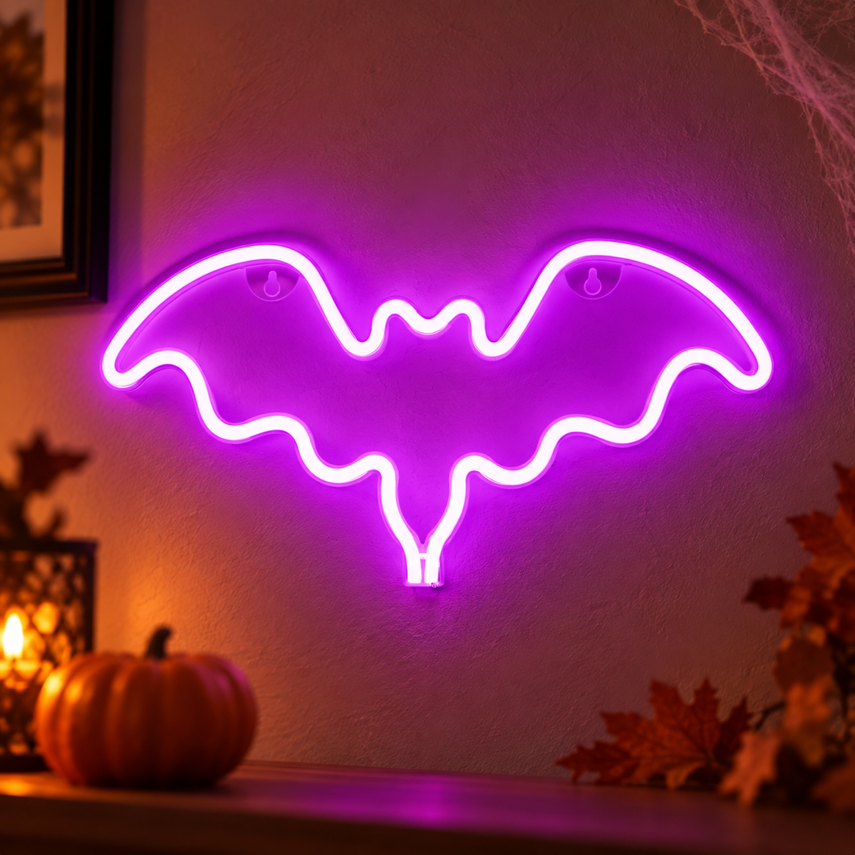 Liliac Neon LED Mov Cu Alimentare USB, 35 Cm - Shopiens
