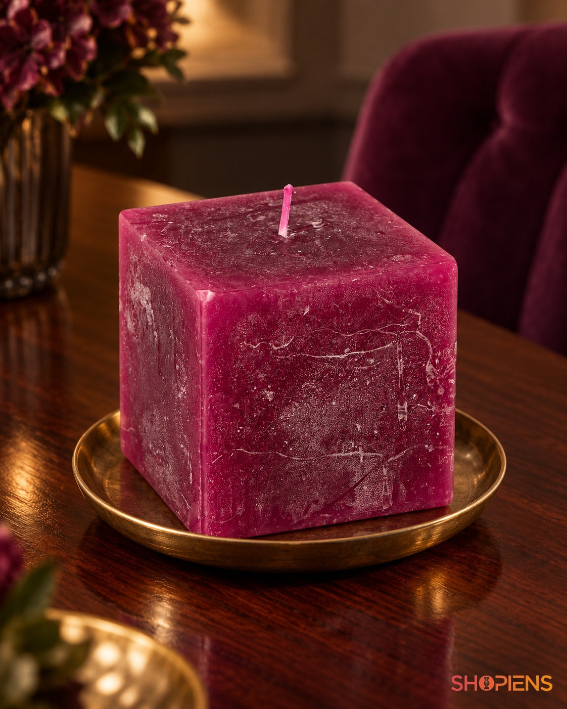 Lumânare Bordo cu Parfum de Violetă, 7,5 cm