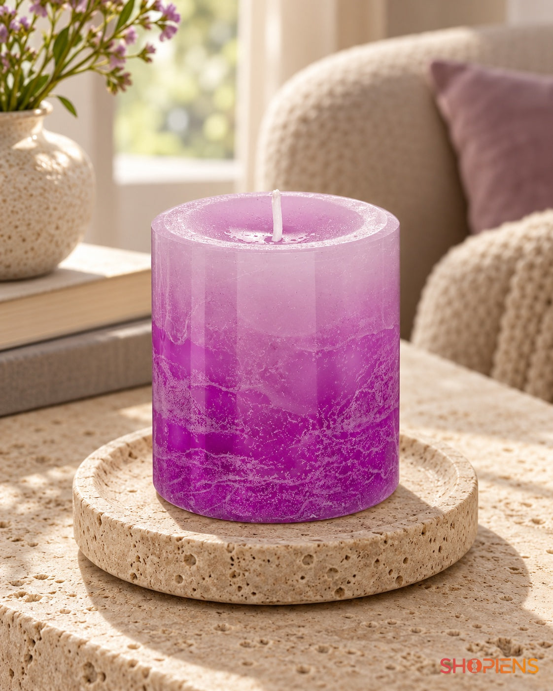Lumânare Mov-Lila cu Violetă, 7 × 7,5 cm
