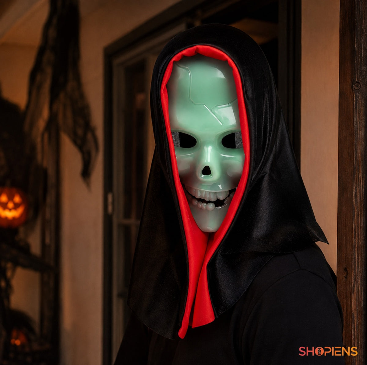 Mască Craniu Fosforescentă Glow In The Dark Cu Glugă - Shopiens