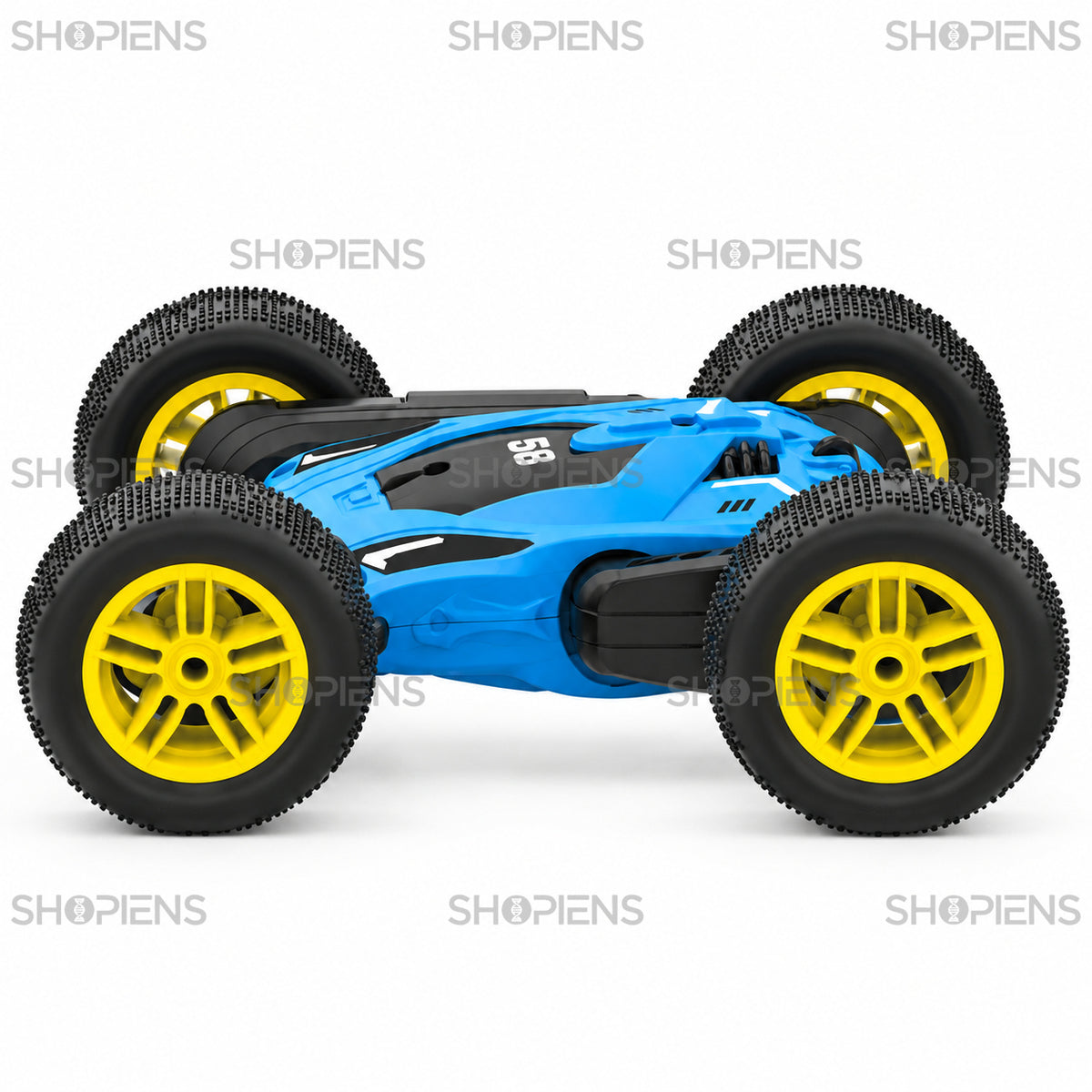 Mașină stunt albastră cu 4 roți și telecomandă | Shopiens