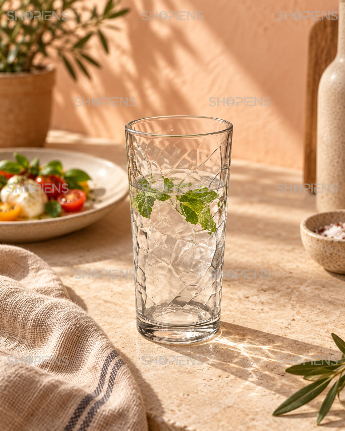 Set de 6 pahare cu efect mozaic, 250 ml