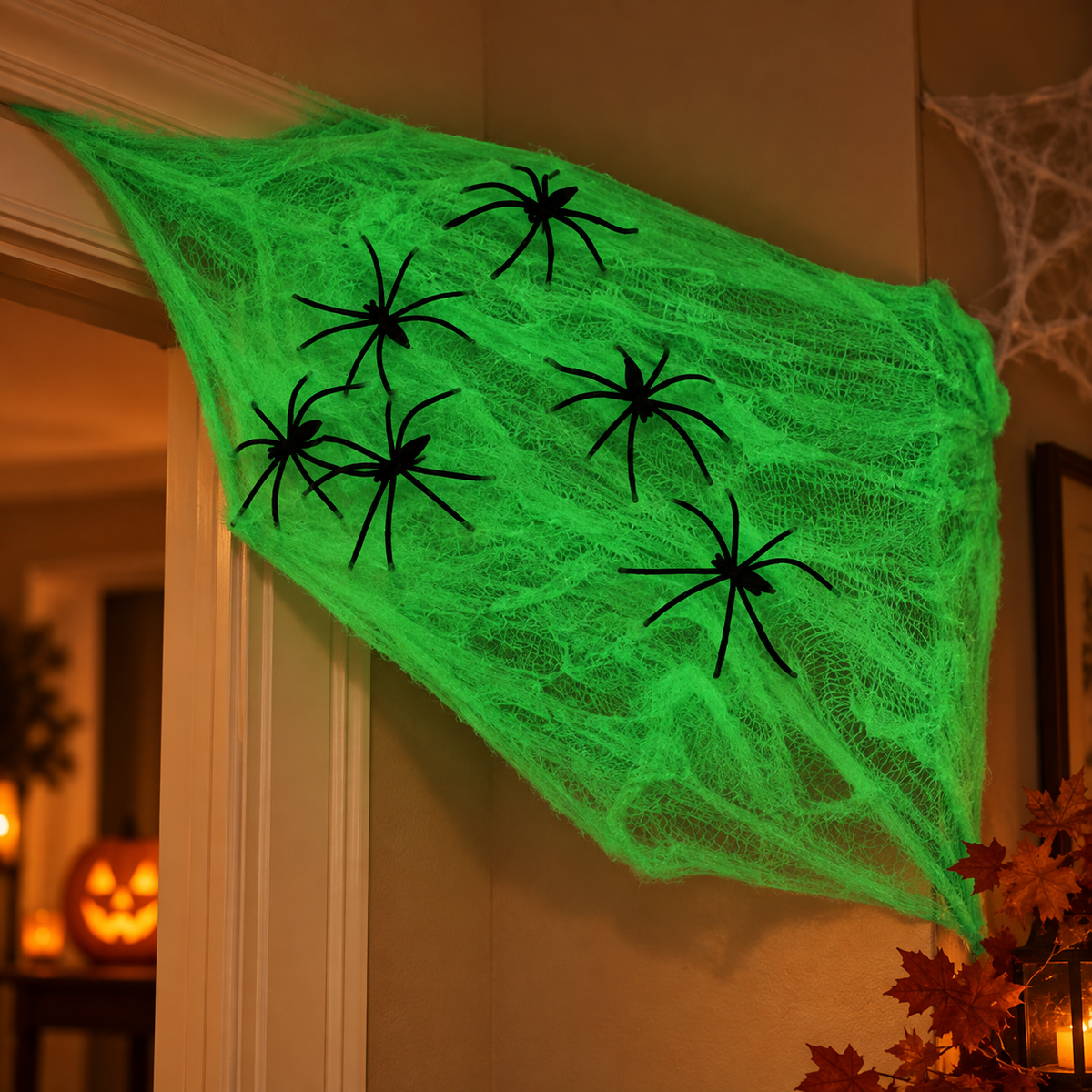 Panza Fosforescenta Cu Paianjeni Negri, Halloween 70 G - Shopiens