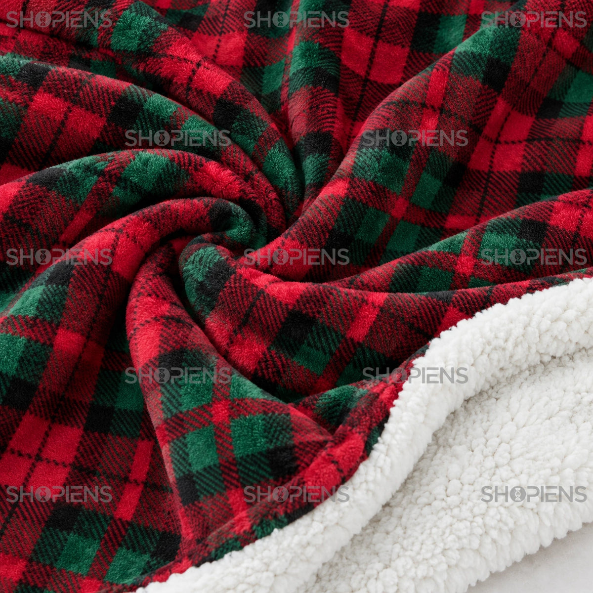 Detaliu al carourilor și al reversului sherpa alb al păturii 200 × 150 cm | Shopiens®
