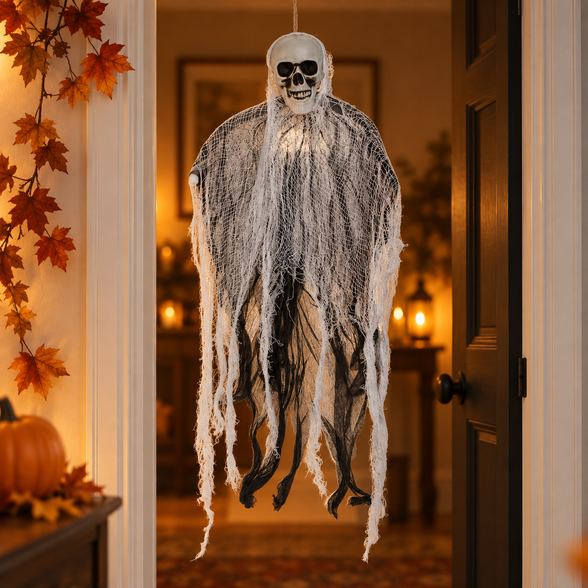 Schelet Cu Tifon Negru, Decor Suspendabil Halloween 80 Cm - Shopiens