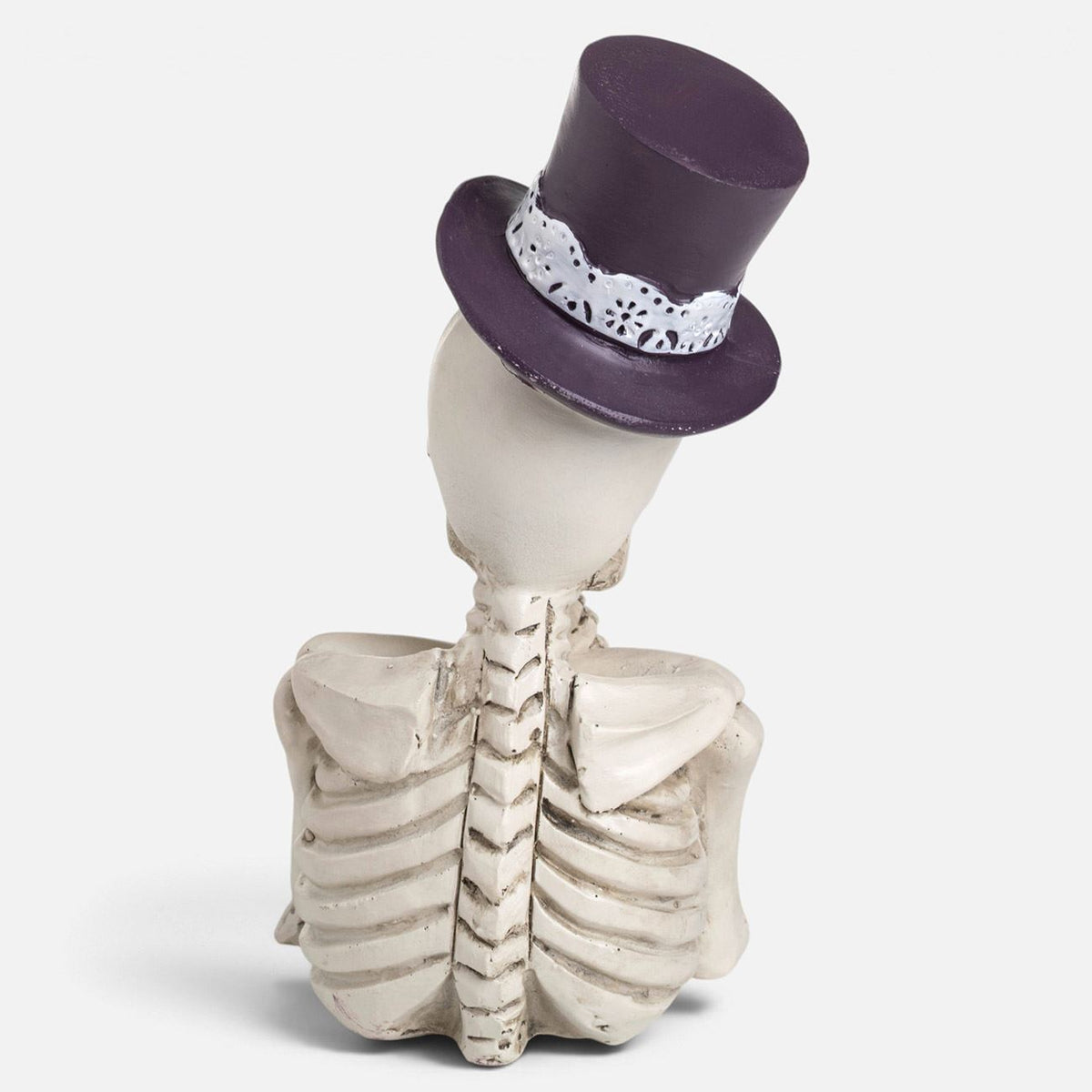 Schelet Ganditor Cu Palarie Mov, Figurina De Halloween 16 Cm - Shopiens