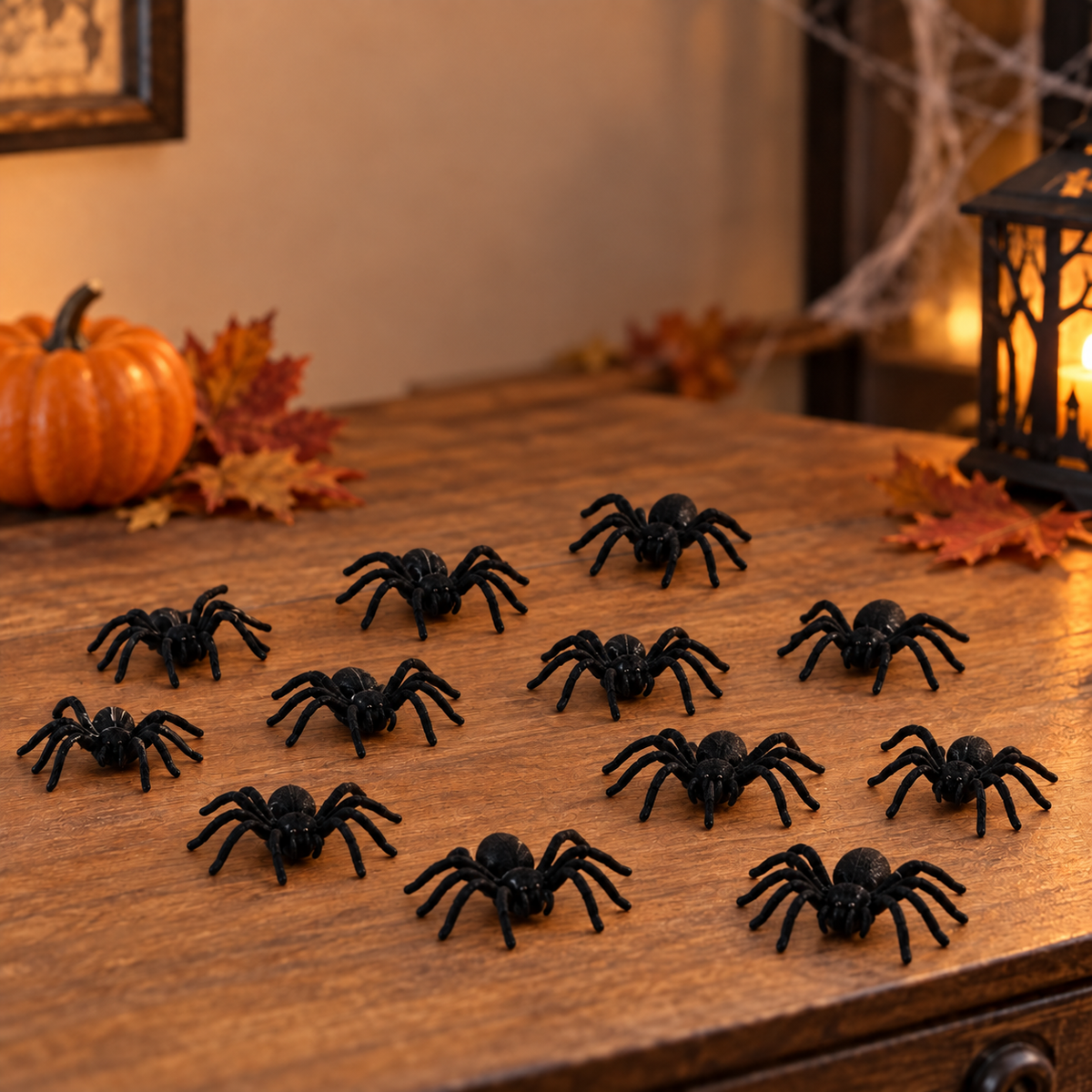 Set De 12 Paianjeni Negri Pentru Decor, 5 Cm - Shopiens