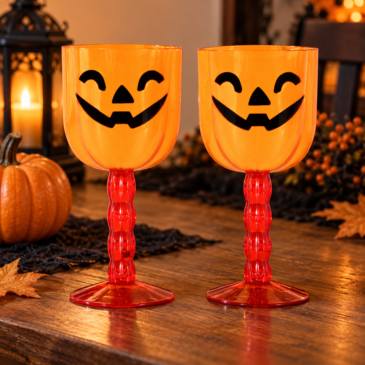 Set De 2 Pahare Dovleac Cu Picior Pentru Halloween - lifestyle principala - Shopiens