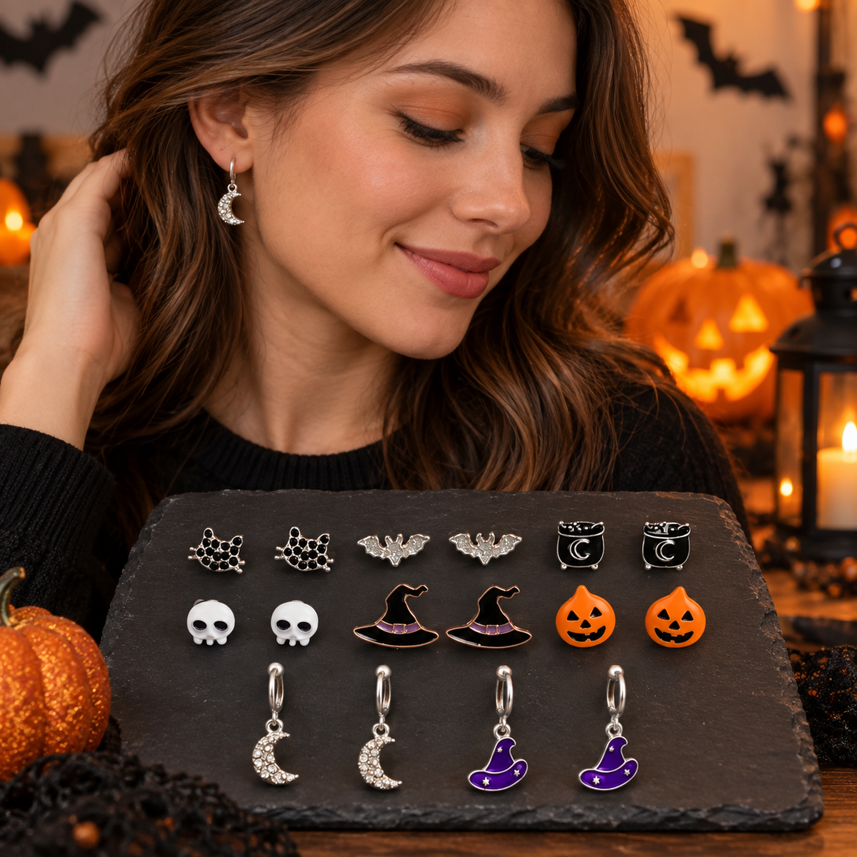 Set De 8 Perechi De Cercei Cu Simboluri Halloween - in folosinta 2 - Shopiens