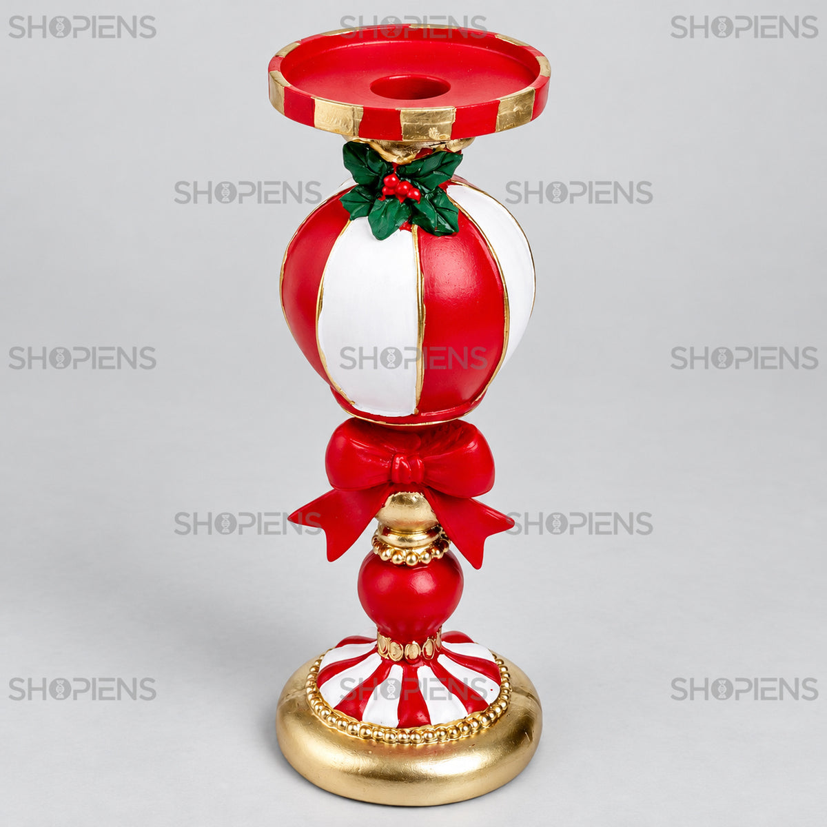 Sfeșnic de Crăciun cu glob și fundă roșie, 25 cm | Shopiens