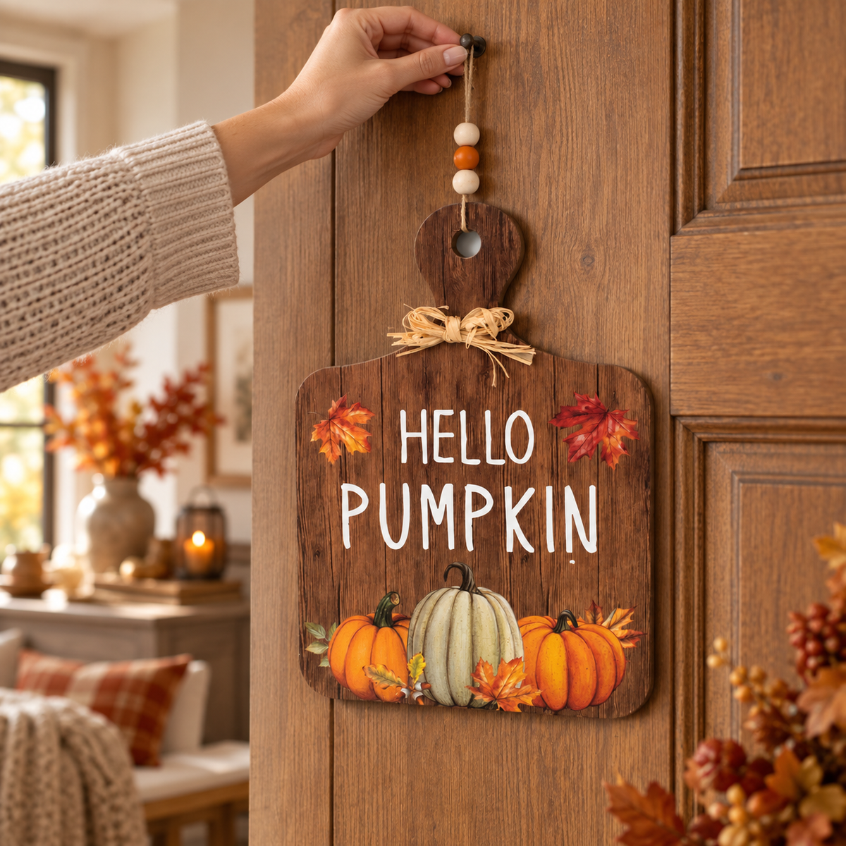 Tablita De Toamna Hello Pumpkin Cu Snur Si Margele - in folosinta 2 - Shopiens