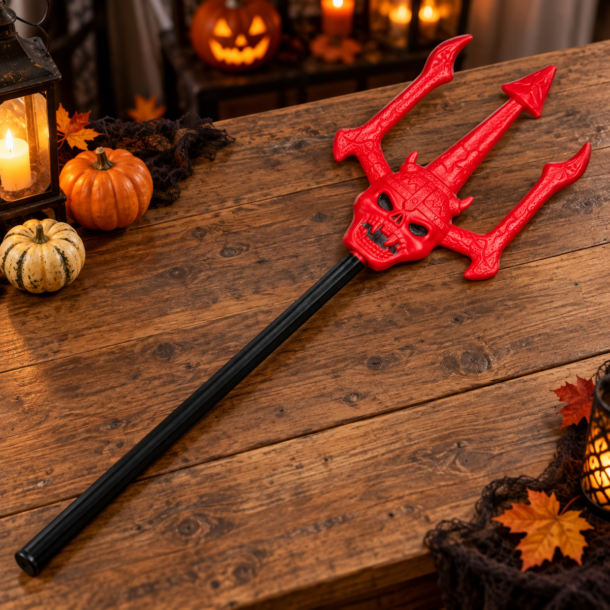 Trident Rosu Cu Craniu Pentru Costum, 127 Cm - lifestyle principala - Shopiens