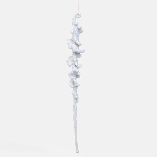 Țurțure alb cu glitter irizat, 25 cm, vedere produs | Shopiens®