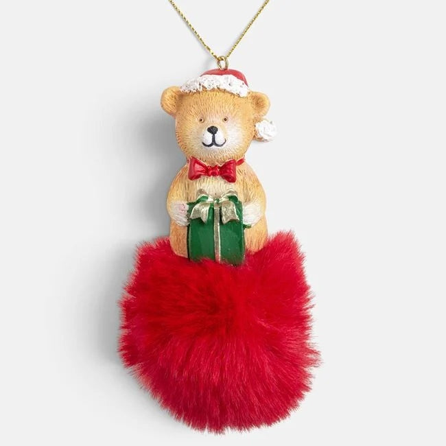 Ursuleț cu cadou și pompon roșu, 10 cm, vedere produs | Shopiens®