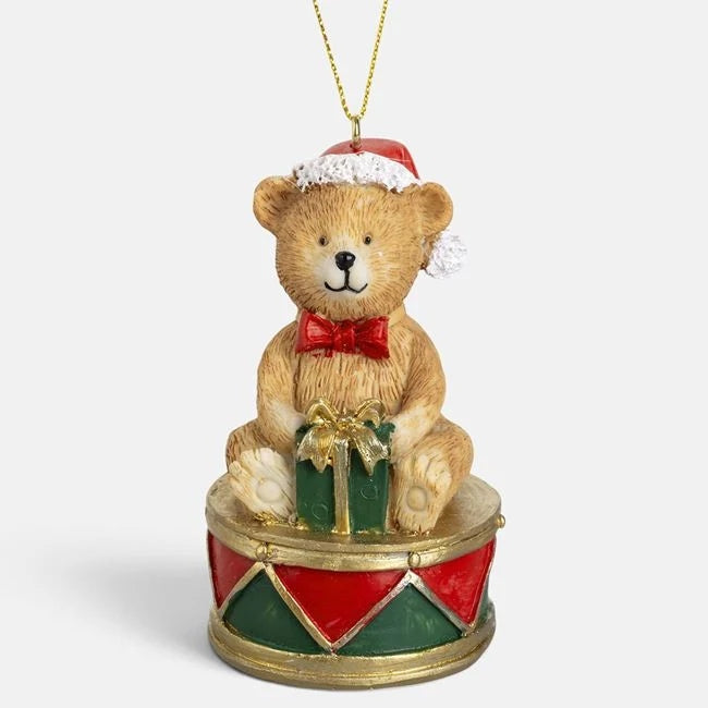 Ursuleț pe tobă cu cadou, 10 cm, vedere produs | Shopiens®