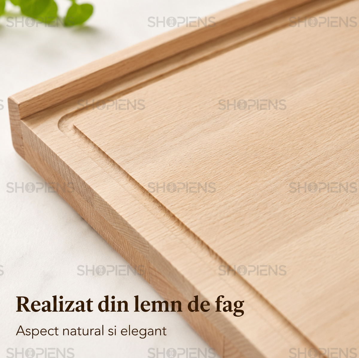 Tocator gros pentru paine din lemn de fag, cu sant perimetral, 50cm x 41.2cm x 4.6cm