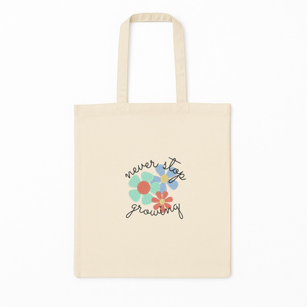 Tote Bag Brodat Never Stop Growing