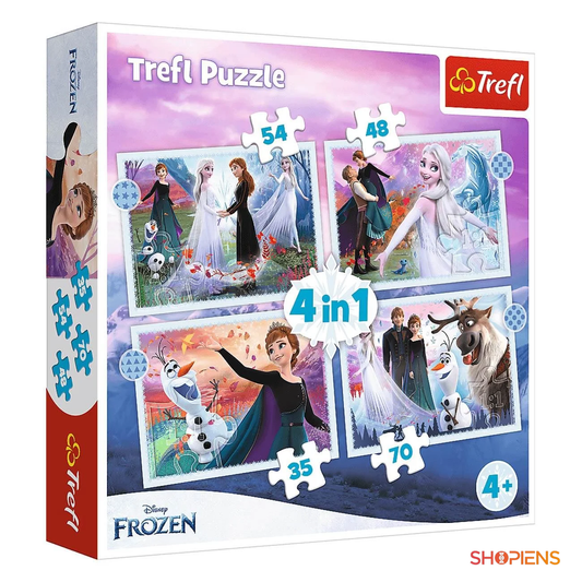 Set puzzle Frozen 2 cu Elsa și Anna 4 în 1