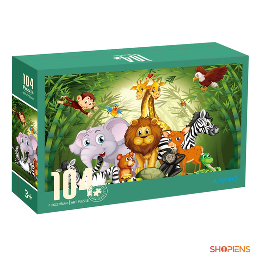 Puzzle cu animale din junglă, 104 piese