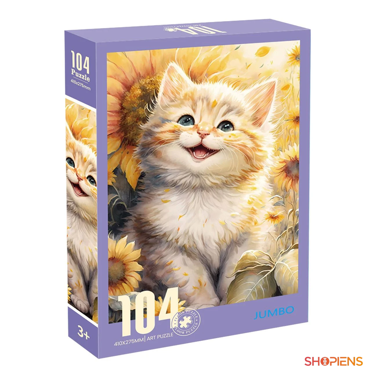 Puzzle cu pisică și floarea-soarelui, 104 piese