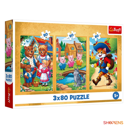 Set puzzle cu povești clasice 3 în 1