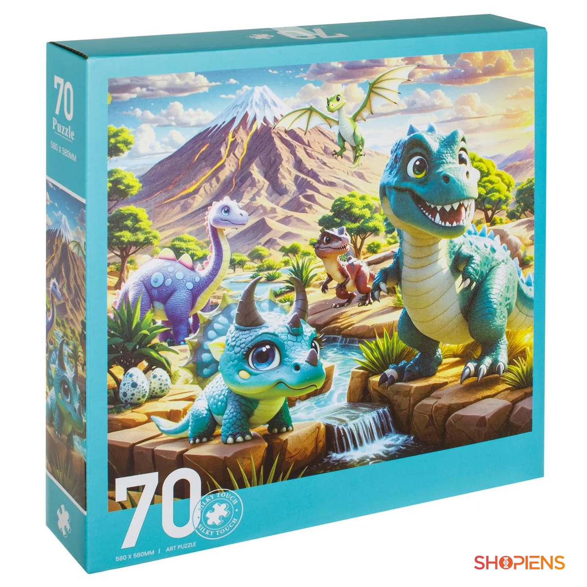 Puzzle rotund cu dinozauri, 70 de piese