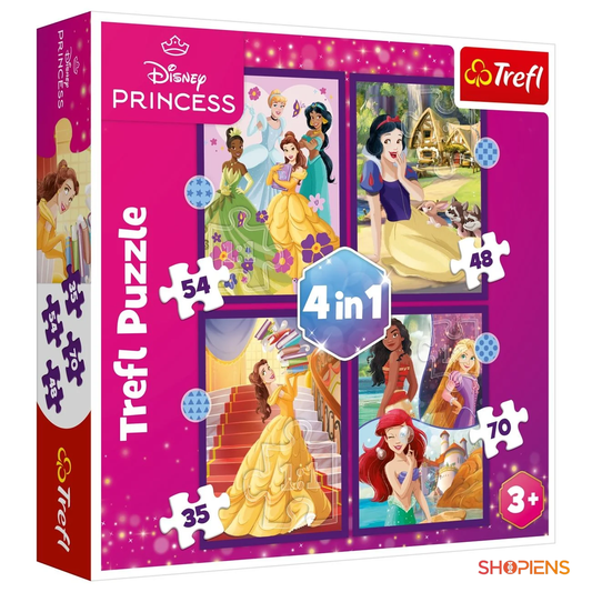 Set puzzle cu prințese Disney 4 în 1