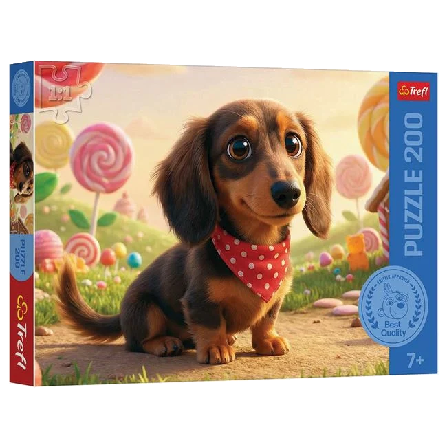 Puzzle cu cățel și dulciuri Candy, 200 de piese