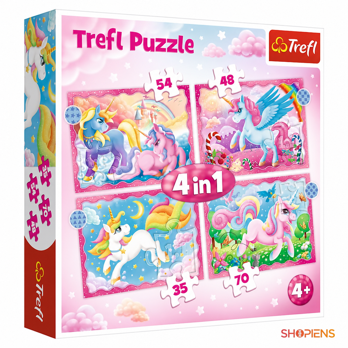 Set puzzle cu unicorni 4 în 1