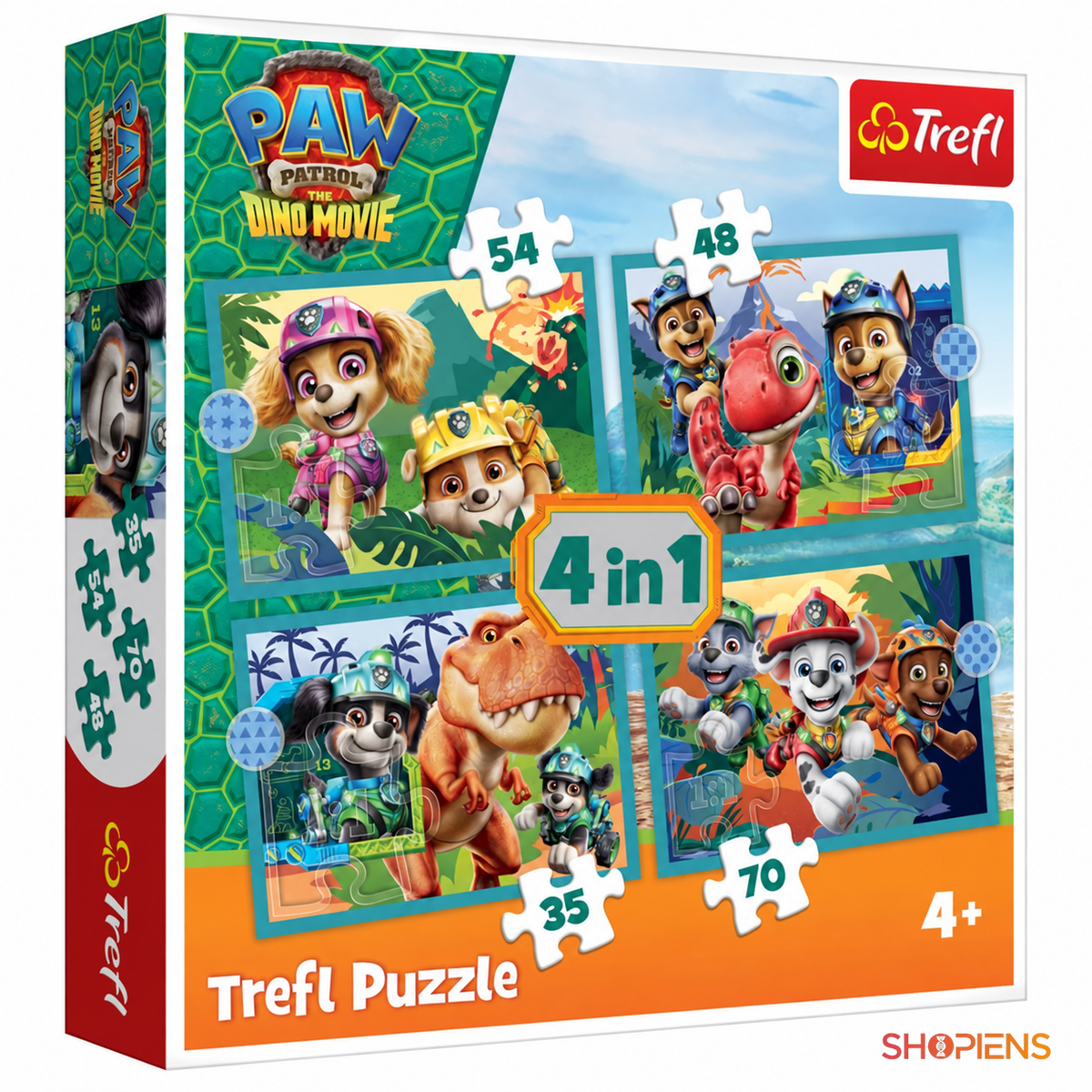 Set puzzle Patrula cățelușilor cu dinozauri 4 în 1