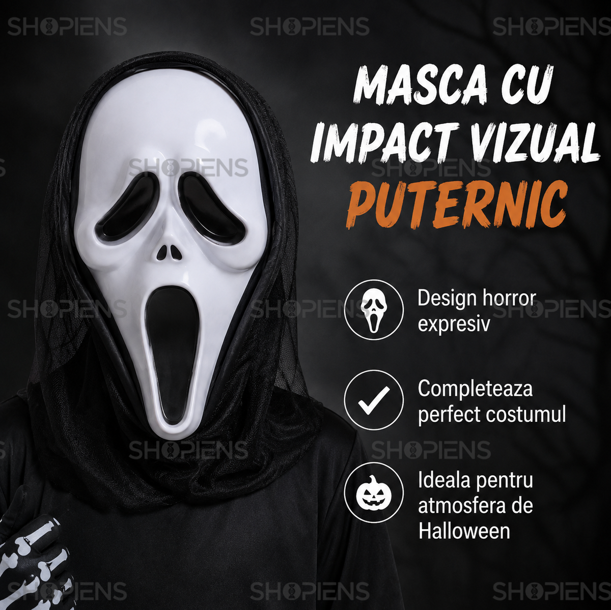 Costum Horror De Baieti Cu Masca Si Manusi, 12 Ani - imaginea 3