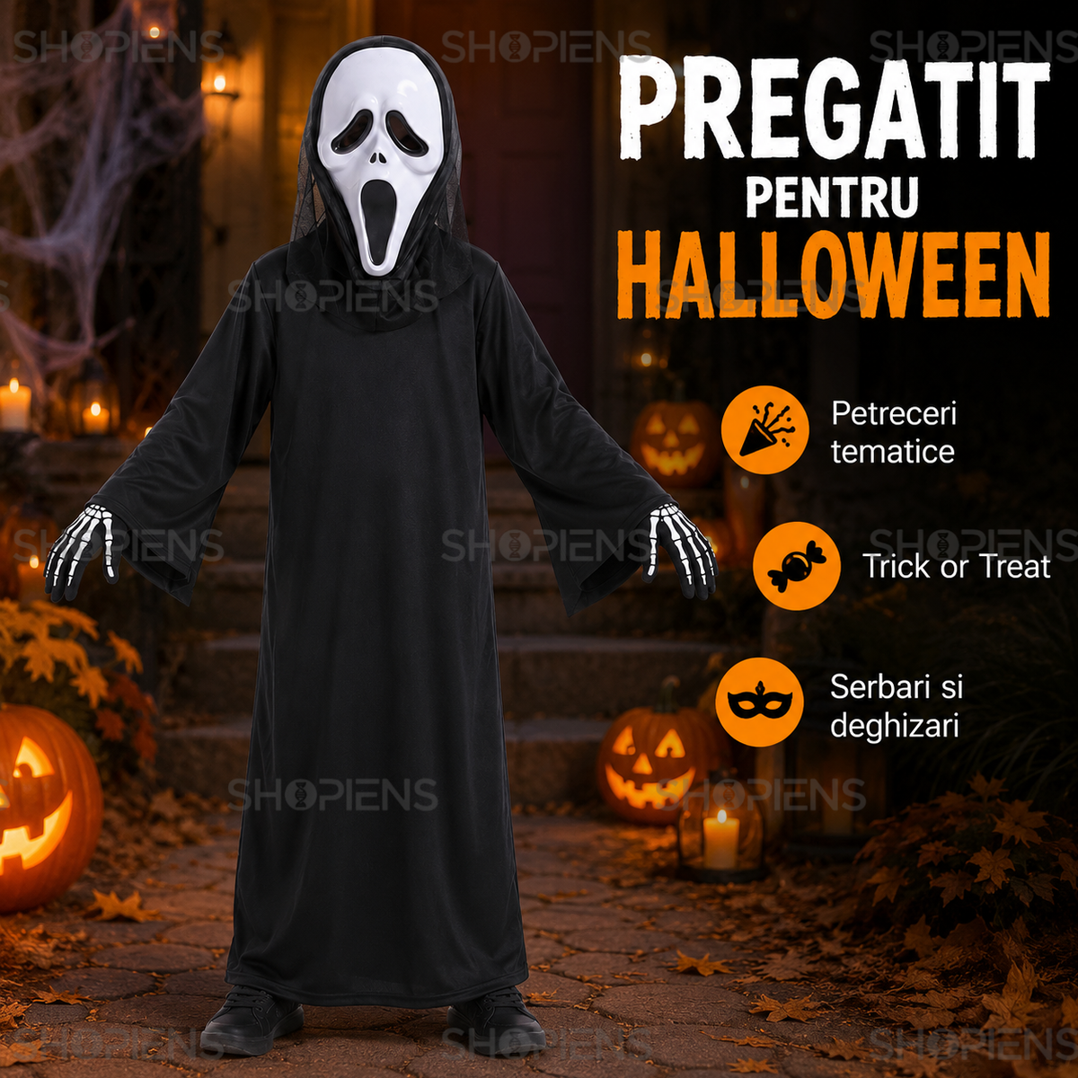 Costum Horror De Baieti Cu Masca Si Manusi, 12 Ani - imaginea 6
