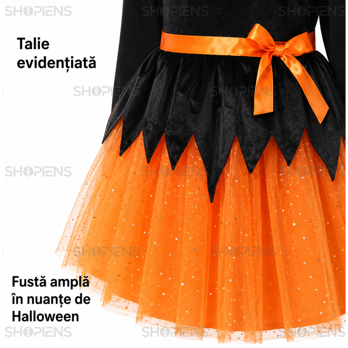 Costum Pisicuta Pentru Fete, Negru-Portocaliu 6 Ani - imaginea 6