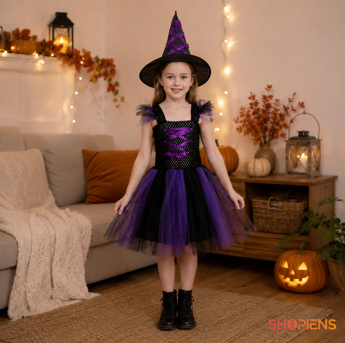 Halloween Pentru Fete: Costum Vrajitoare Cu Tutu, 6 Ani - imaginea 1